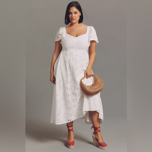 Extro&Vert Dresses & Skirts - NWT Size XL - Extro&Vert Ada Flutter-Sleeve Broderie Midi Dress (NWT US$ 123)